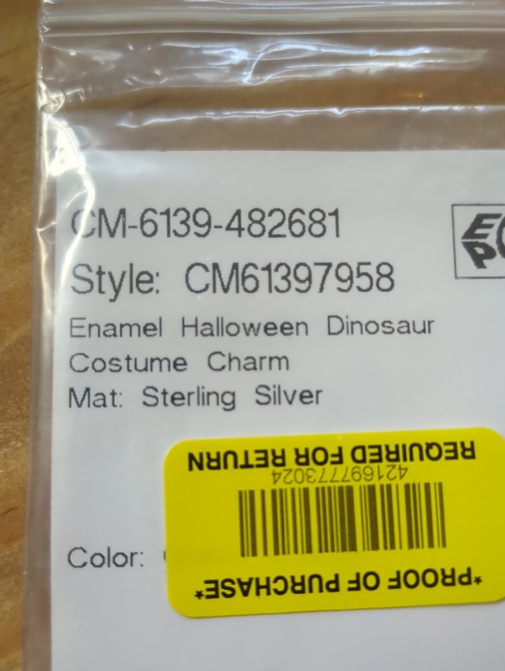 James Avery Green Enamel Dinosaur Costume Charm with Orange Pumpkin Candy Bucket - Picture 2 of 15